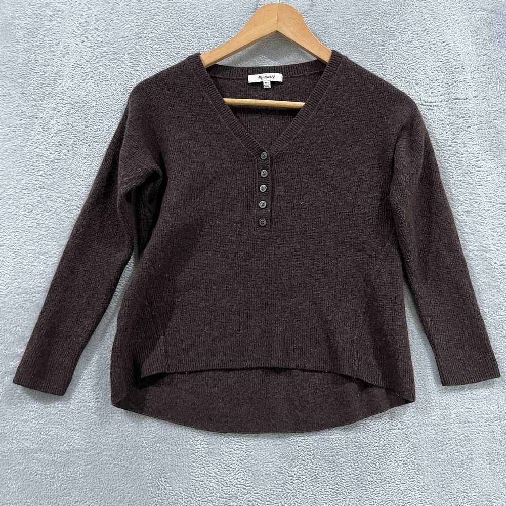 Madewell Sweater Womens 2XS Alpaca-Blend V-Neck Button Knit Boho Cottage‎ Core